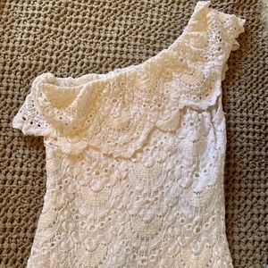 Nightcap Clothing Lace One Shoulder Mini Dress SZ1